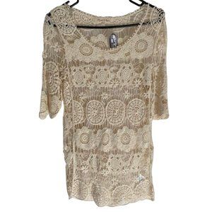 Grace & Lace 3/4 Sleeve Blouse | Cotton | Ivory | Boho Size: Small